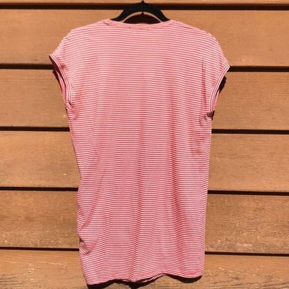 Vince Red & Tan Striped Top Front Pulled Detail Casual Shot Sleeve Shirt Size S - Picture 5 of 8